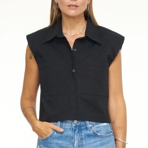 Pistola Black Sleeveless Button-Down Shirt